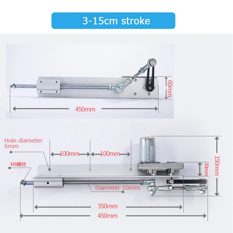 Telescopic Linear Actuator With Suction Cup+Speed Controller 2-8CM 3-15CM Stroke DC 12V/24V Reciprocating Cycle Motor 45~200RPM