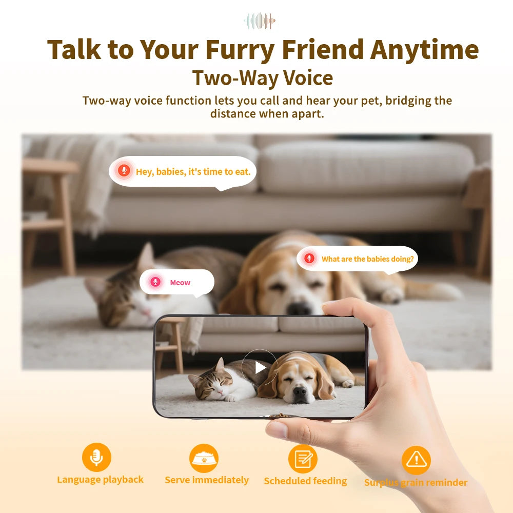 FURPIPI Smart Pet Feeder with 1080P Elevated Camera – Tuya App Control | 4.5L Auto Cat & Dog Food Dispenser