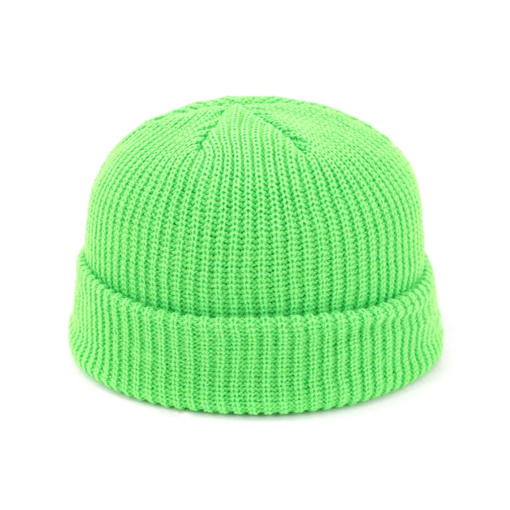 Retro Sailor Knit Beanie - Short Roll-Up Cuff Skull Cap, Unisex - photo 20
