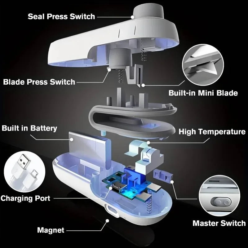 Plastic Bag Sealer Mini 2in1 Portable Plastic Bags Sealing Machine Thermal Sealants Handheld Food Storage Packaging Heat Sealer