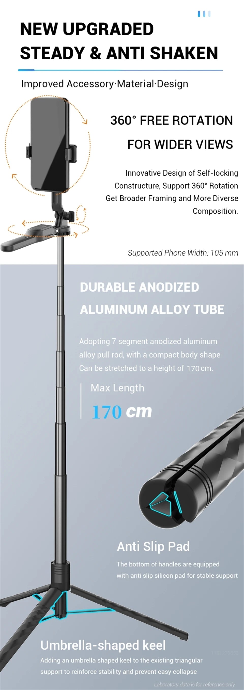 2025 New 1750mm Wireless Selfie Stick Tripod Stand Foldable Monopod With Led Light For Smartphones Balance Steady Shooting Live