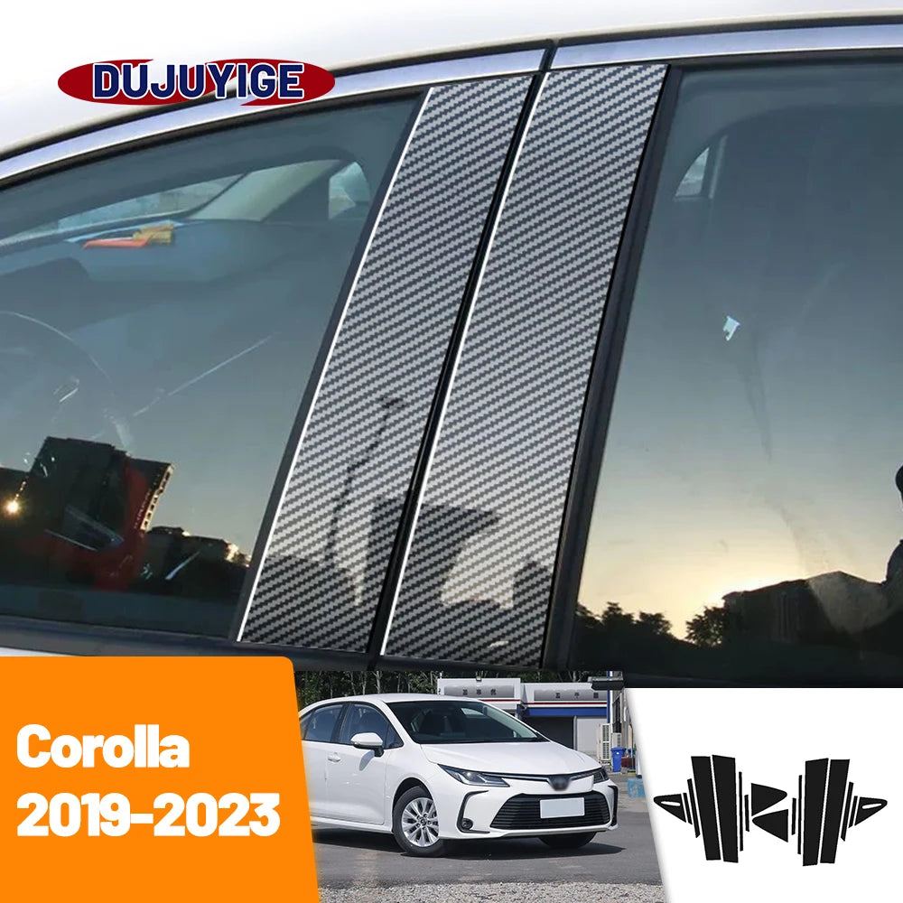 For Toyota Corolla 2019-2023 2020 2021 2022 Carbon Fiber Window Door Column Deal B C Pillar Post Cover Trim Sticker