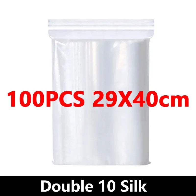 100PCS Thicken Ziplock Sealed Bags – Clear PA+PE Plastic Storage for Jewelry, Food & Packing