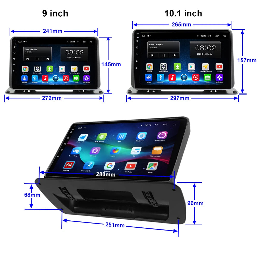 CAIXI 9"/10" Universal 2-DIN Android Car Stereo — CarPlay, GPS Navigation, Truck & Car Fit
