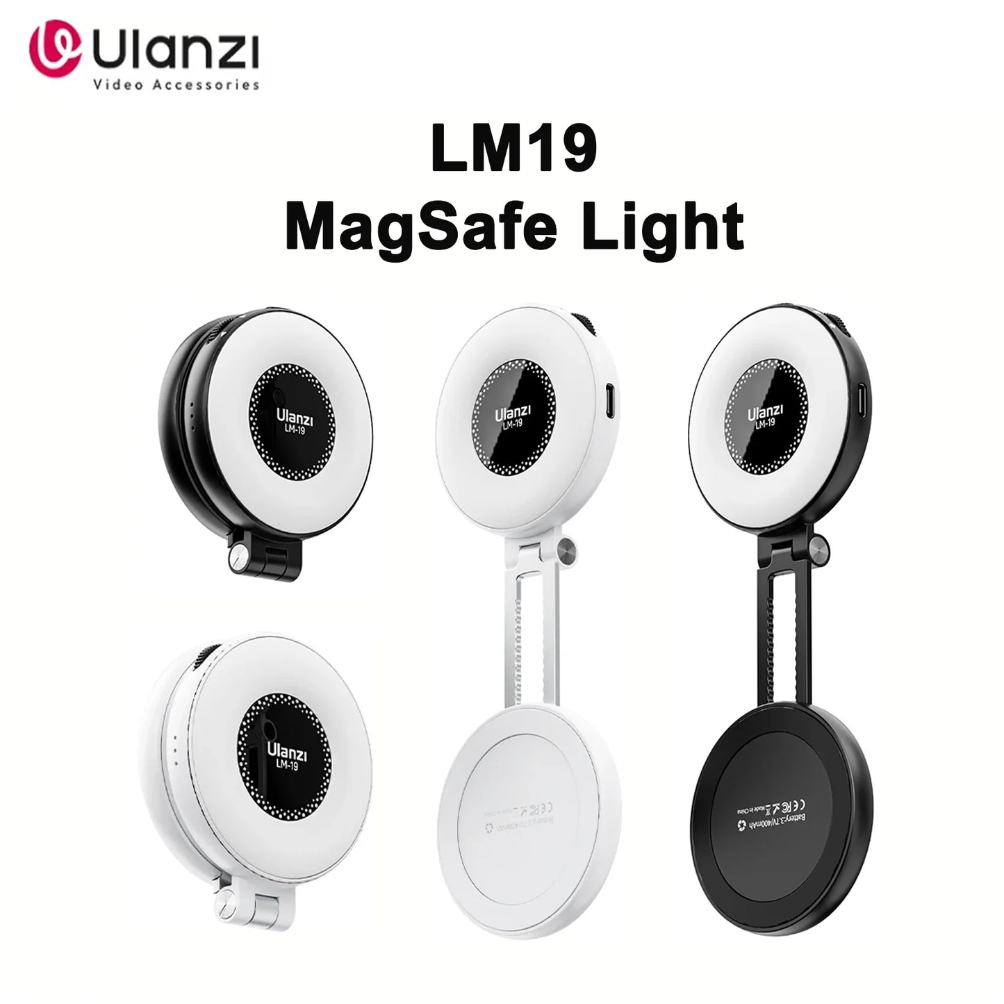 Original Ulanzi LM19 MagSafe Fill Light CRI 95+ Bi Color Flip for Vlog Livestream Photograph Magnetic Mobile Phones Compatible