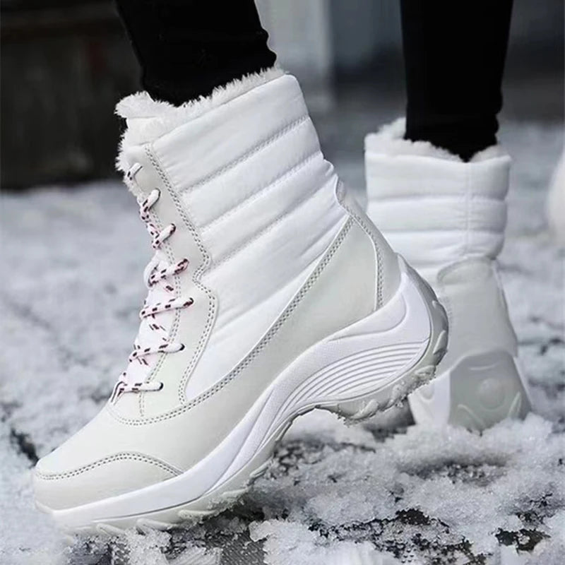 Women's Heeled Platform Ankle Boots - Plush Lined Winter Boots - photo 6
