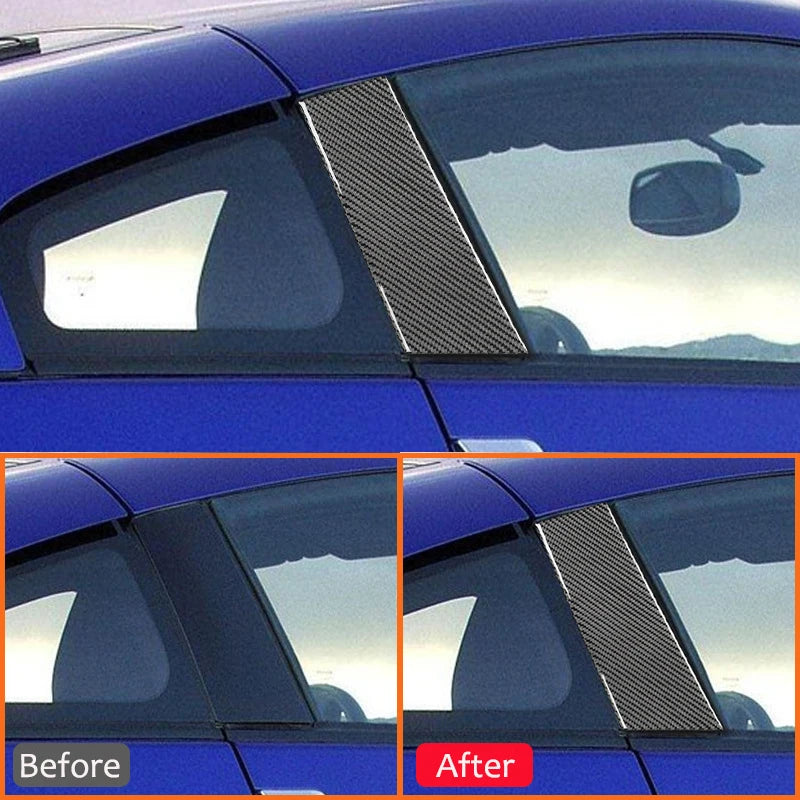 For Nissan 350Z 2003-2009 Carbon Fiber 2PCS Car Door B-Pillar Protection Strips Decoration Sticker Auto Exterior Accessories