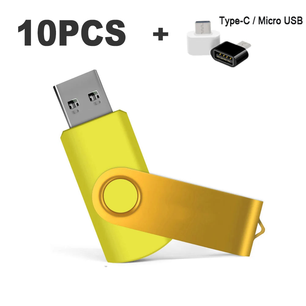 Color USB 2.0 Flash Drive 10-Pack — Bulk Mini Memory Sticks 4GB to 128GB