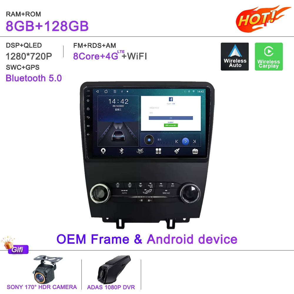 Car Stereo with Apple CarPlay & Android Auto, Compatible with Ford Mustang (2010-2014)