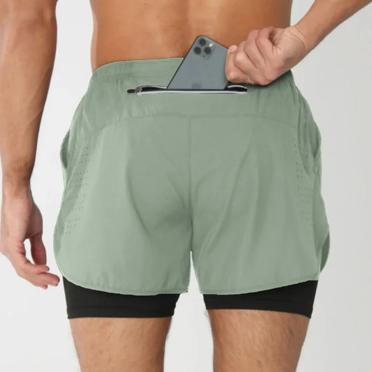Men's Running Shorts New 15 Colors Gym Fitness 2 In 1 Summer Quick Dry sports Training Shorts multi-pocket Breathable Men Shorts