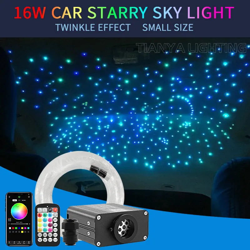 16W Twinkle Starry Sky Car Star Ceiling  Light  Fiber Optic Light Led  Star Roof Starlight Headliner Kit Car Home Decor