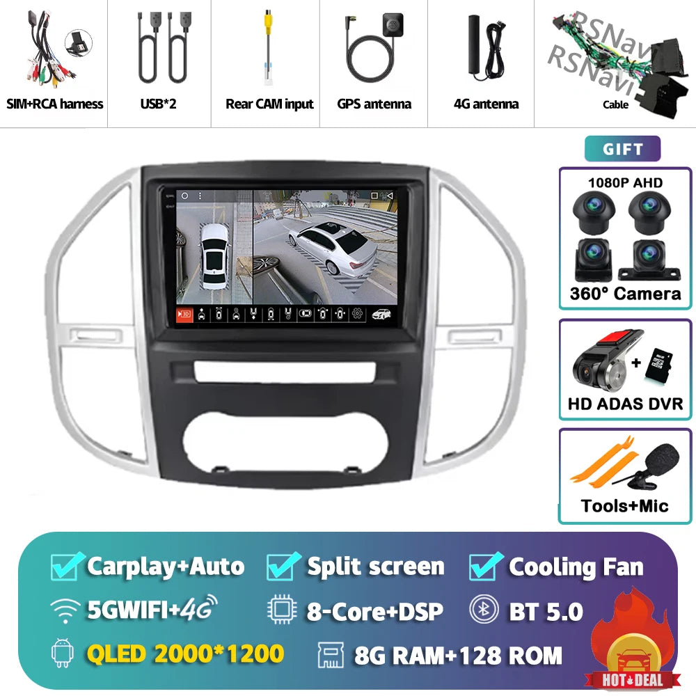Android Car Radio Head Unit with CarPlay for Mercedes-Benz Vito W447 (2014-2020)