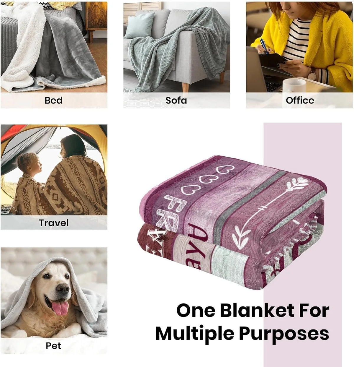 Gift for Mom Flannel Throw Blanket with Loving Message