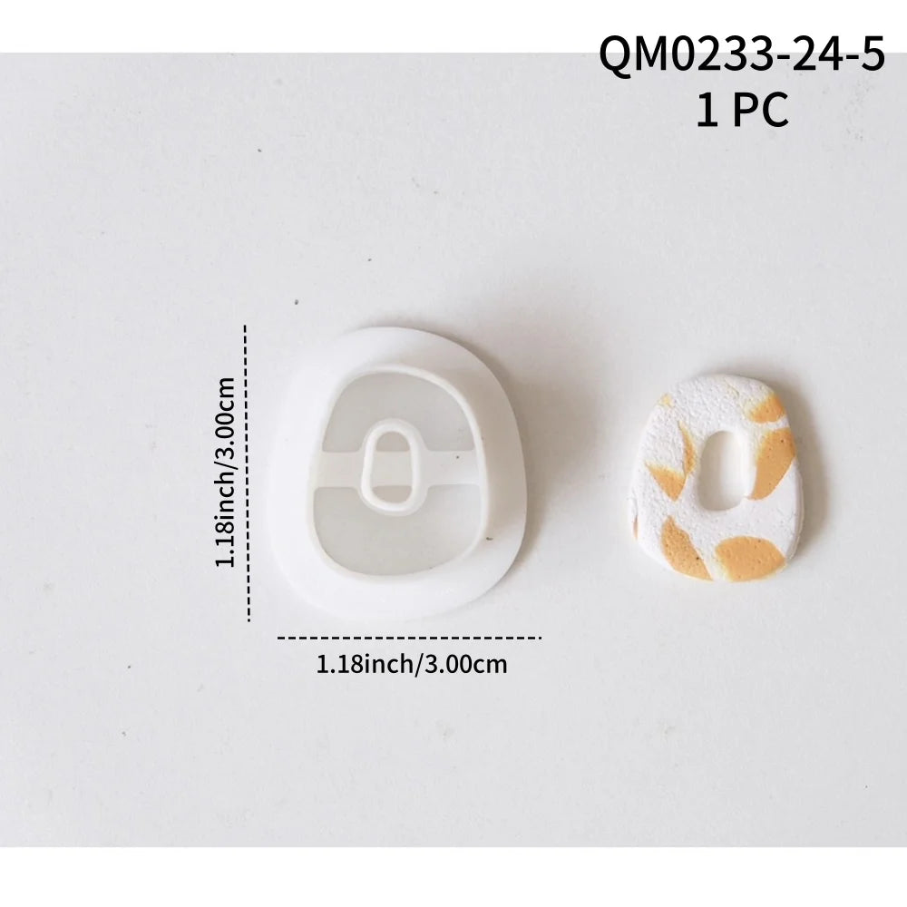 Basic Geometry Shape Polymer Clay Cutter Mold Hollow Round DIY Earring Pendant Jewelry Cutting Die Manual Mold Soft Pottery Tool