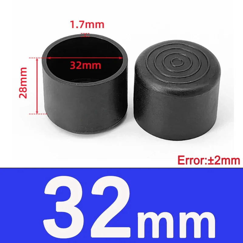 1-20Pcs Round Black PVC Soft Rubber Pipe Sleeve Tube Cap Table Chair Foot Pad Protective Cover 6 8 10 12 14 16 20 22 25 28-100mm