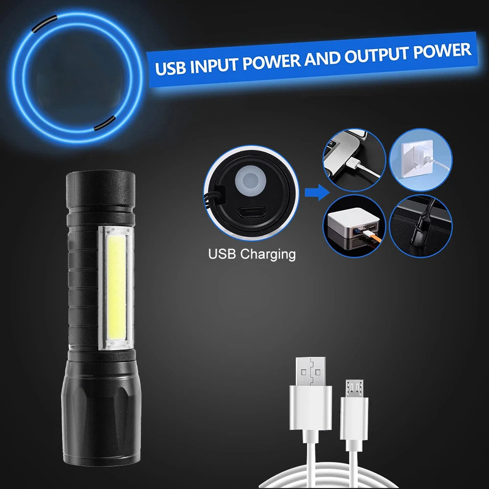 USB Rechargeable 30W High Power LED Flashlight Waterproof 5 Modes Tactical Torch Super Long Shot for Outdoor Camping