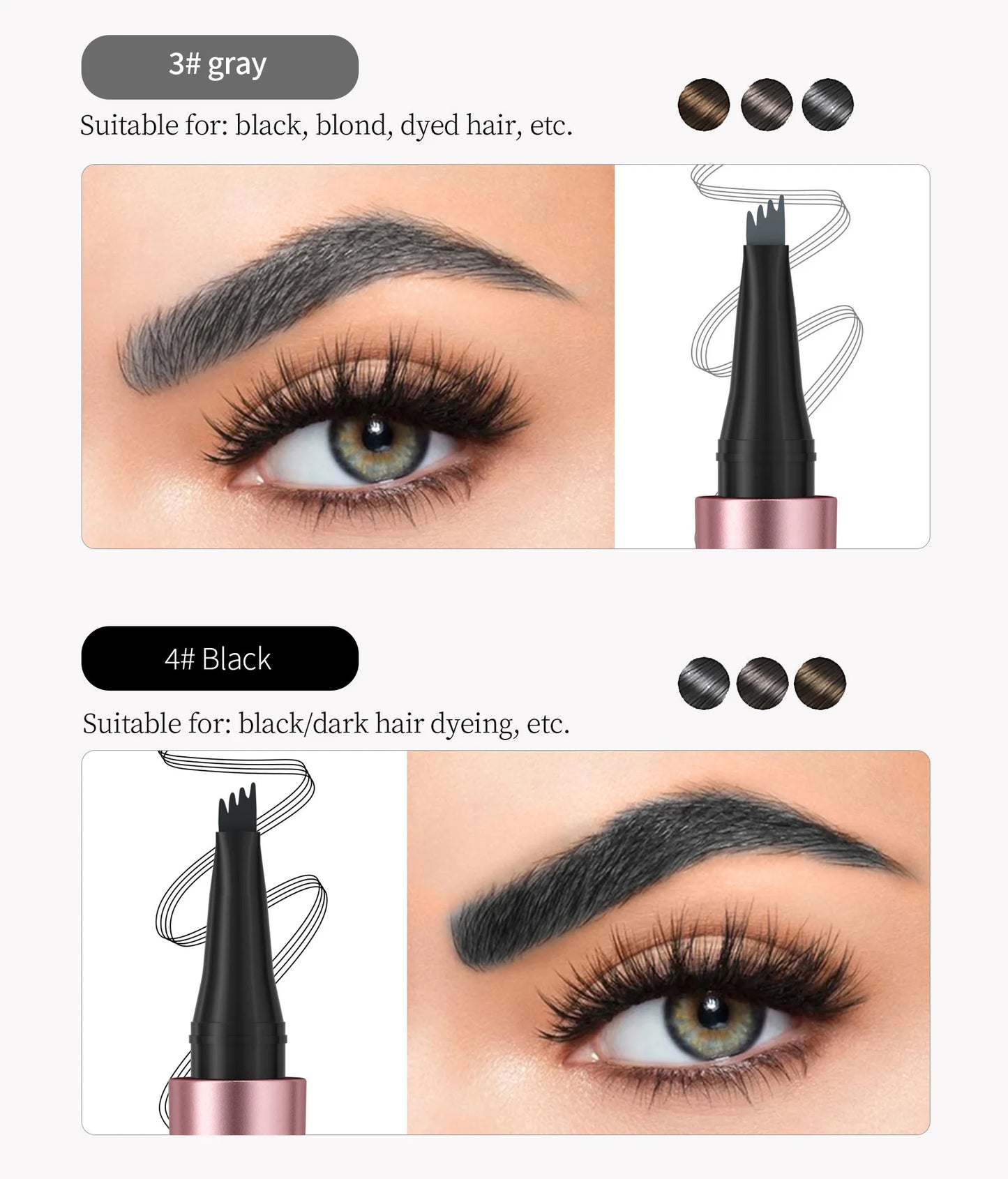 4 Fork Tip Eyebrow Pencil 3D Microblading Waterproof Dark Brown Natural Colour Fine Stroke Magic Eyebrow Pencil 2026 New Ladies
