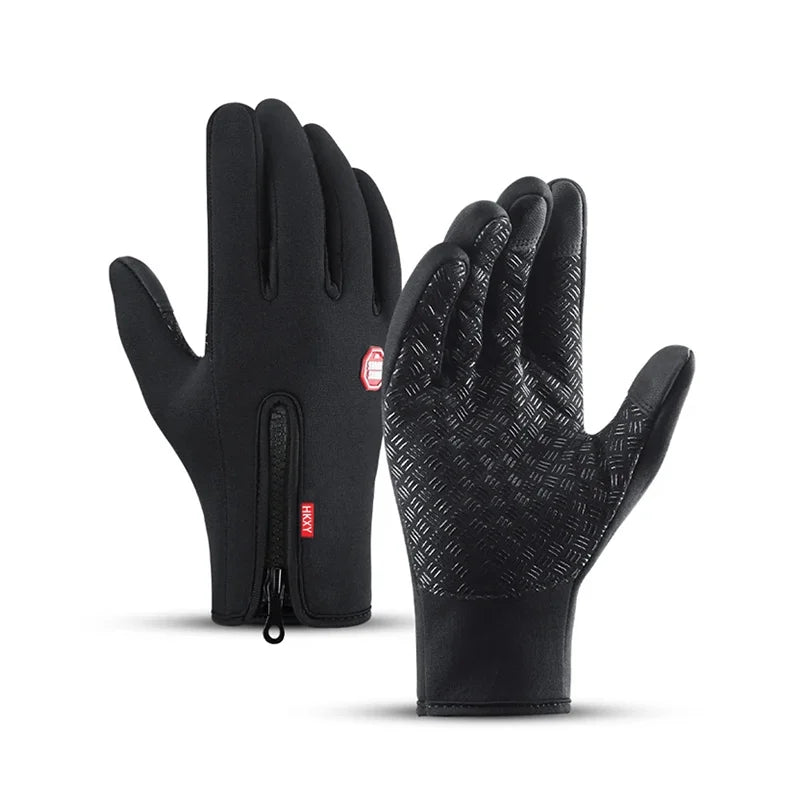 Unisex Touchscreen Winter Gloves, Windproof Zipper Gloves