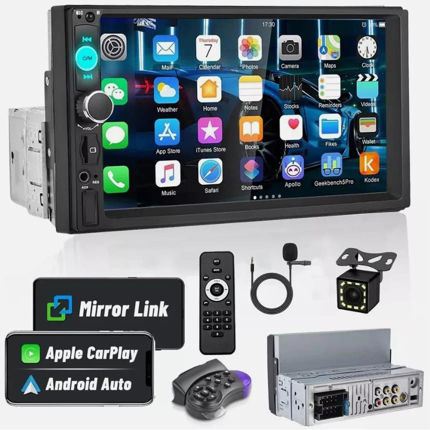 New Quality 7inch Single 1Din Touchscreen Car Stereo Radio With Handle Remote Control Camera For Apple/Android CarPlay Bluetooth