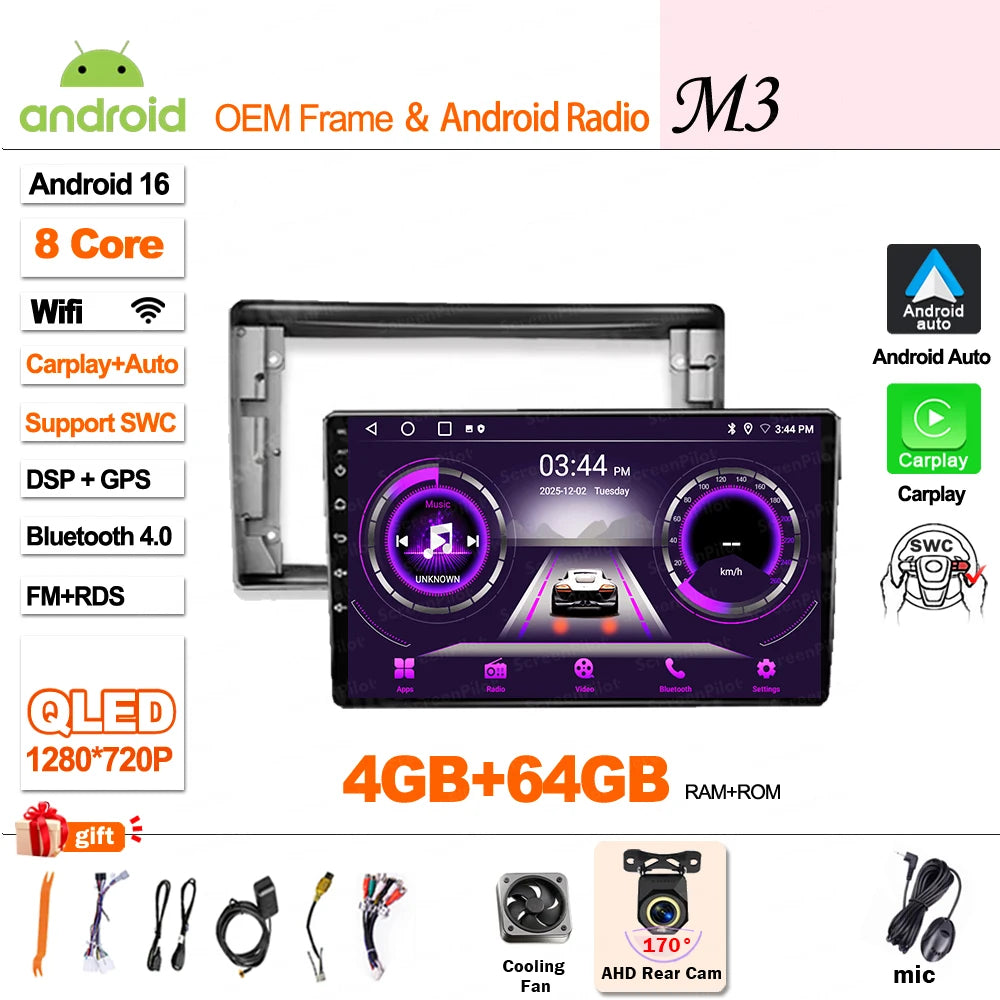 For Toyota Avensis T25 2002 - 2008 Android 16 Multimedia Video Player 2 din GPS Navigation Mirror Link  Wireless Android Auto 5G