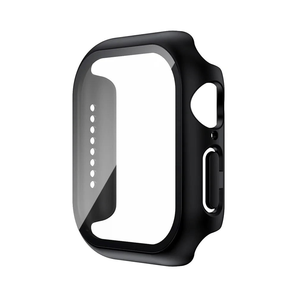Apple Watch Tempered Glass Case + Screen Protector – Series 1–11, SE & Ultra 2 (38–46mm)