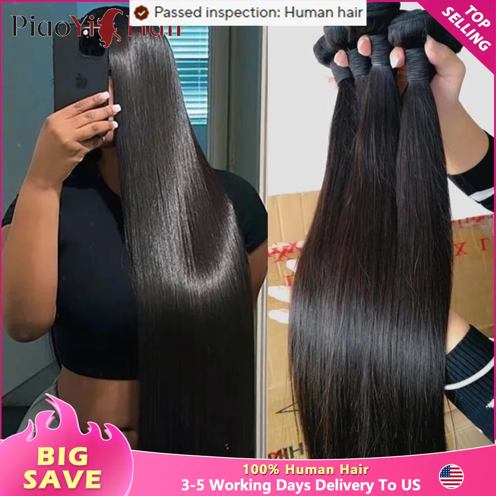 12A Straight Human Hair 100% Human Hair Raw 100% Raw Human Hair Bundles 20 22 24Inch Unprocessed Virgin Human Hair Extension Top Quality