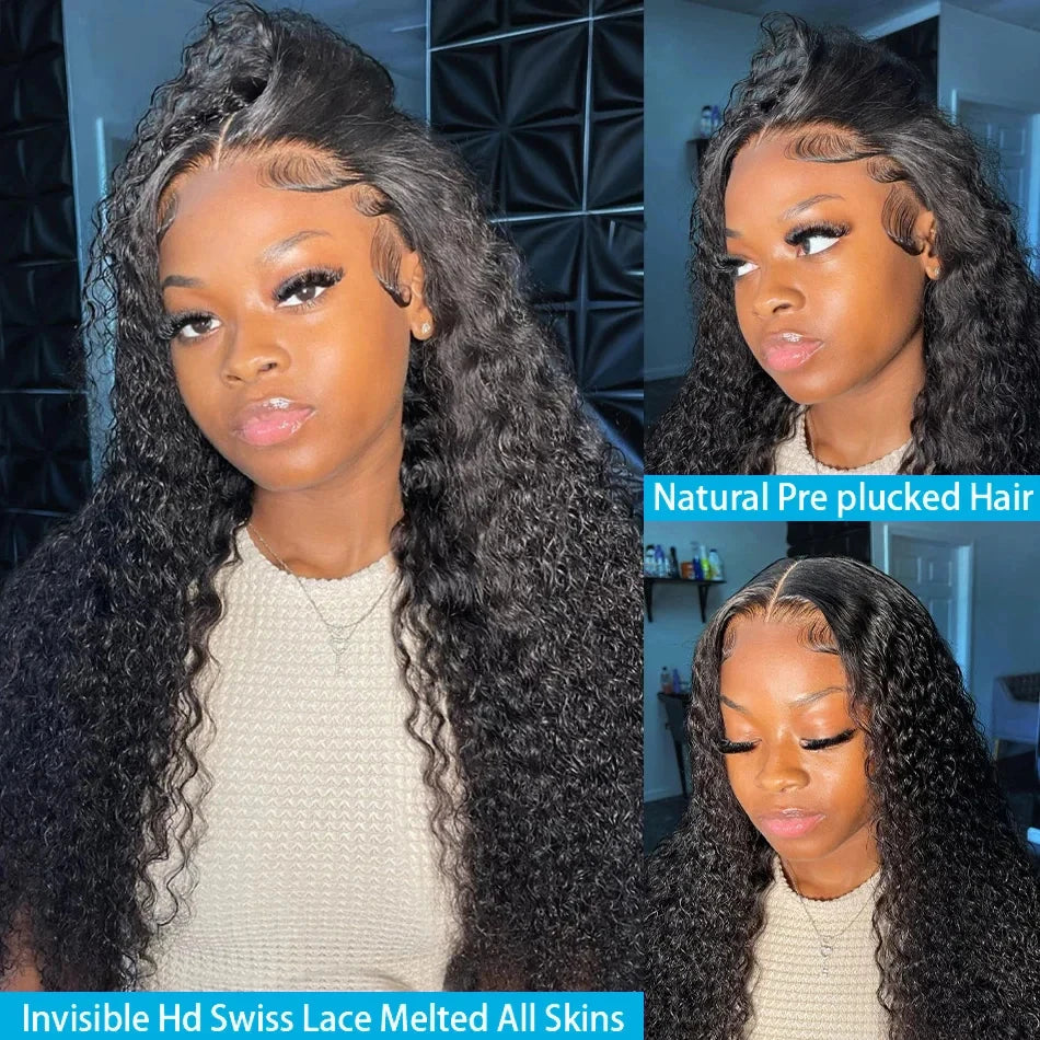 Curly Deep Wave 13x6 HD Lace Front Human Hair Wig — 250% Density (30"–40")
