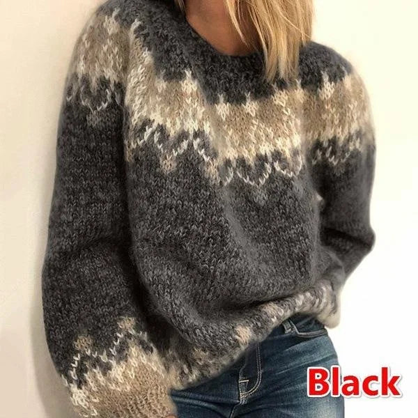Women's Mohair Knitted Sweater Long Sleeve Crew Neck Fashionable Winter Warm Knitwear Classic Style Premium Quality Wool