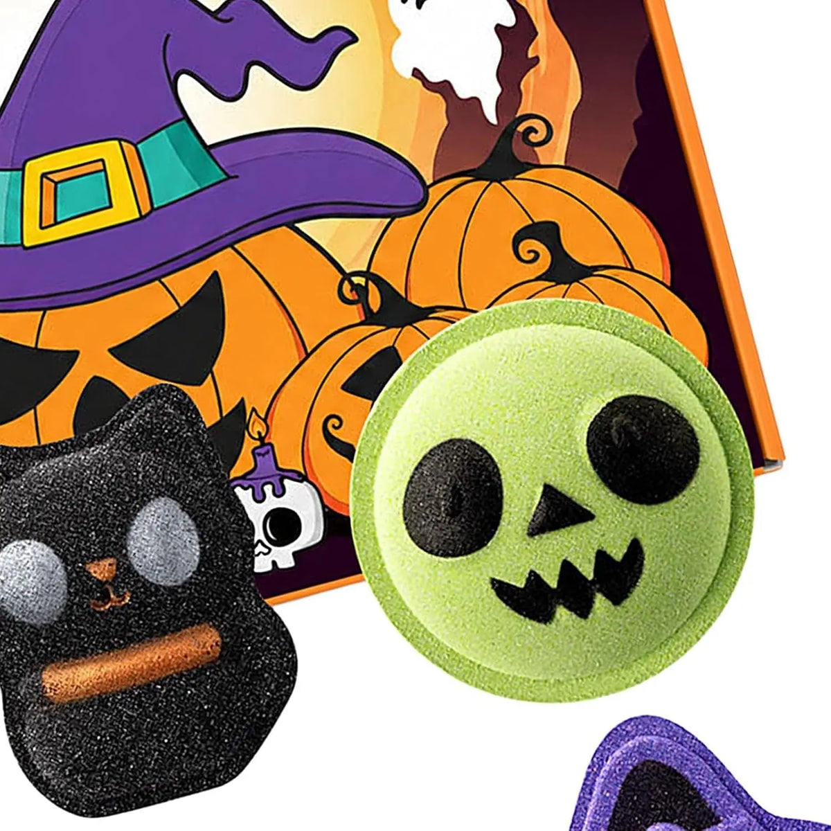 Halloween Bath Bomb Set, 6-piece, Weird Shape, Pumpkin Ghost Bat Witch Cat Bath Bomb Set, Halloween Boys and Girls Gift