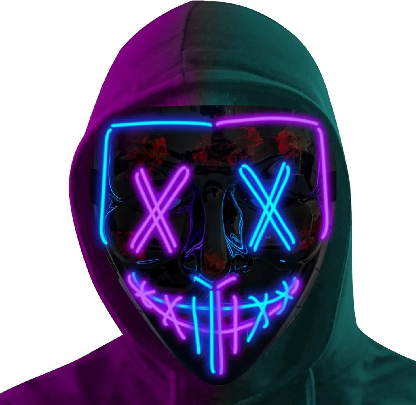 Poptrend Halloween Mask LED Light up Mask Scary mask for Festival Cosplay Halloween Costume Masquerade Parties Carnival Gift
