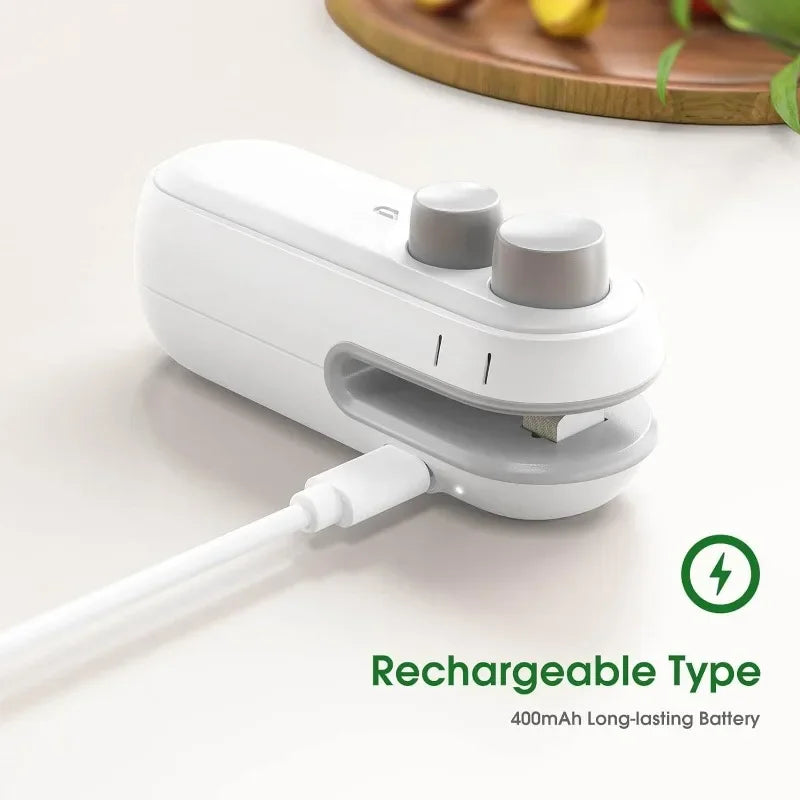 Plastic Bag Sealer Mini 2in1 Portable Plastic Bags Sealing Machine Thermal Sealants Handheld Food Storage Packaging Heat Sealer