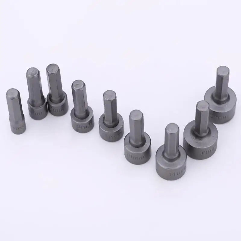 9pc Hex Socket Nut Driver Set — 5–13mm 1/4" Sleeve Nozzle Driver Bits