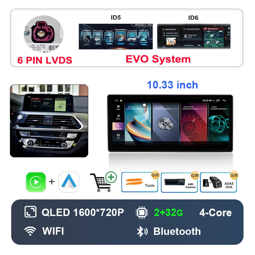 Car Stereo with Apple CarPlay & Android Auto, Compatible with BMW X3 G01 & X4 G02 (EVO System)