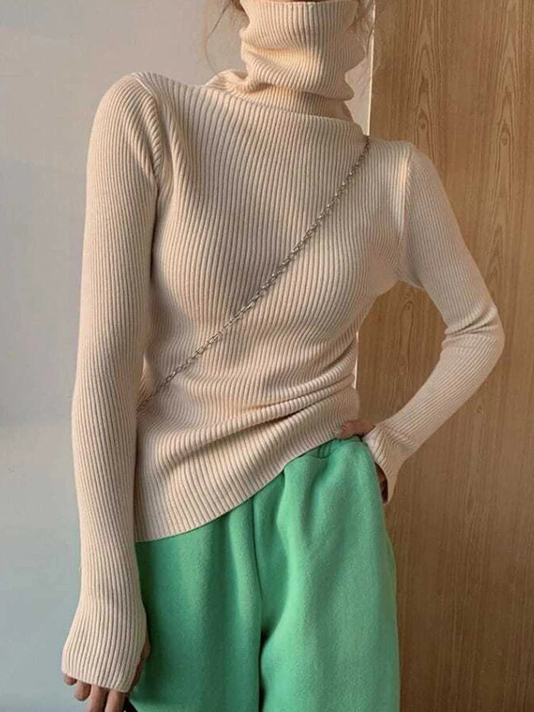 Women's turtleneck knit sweater, warm basic — view 19 of 20