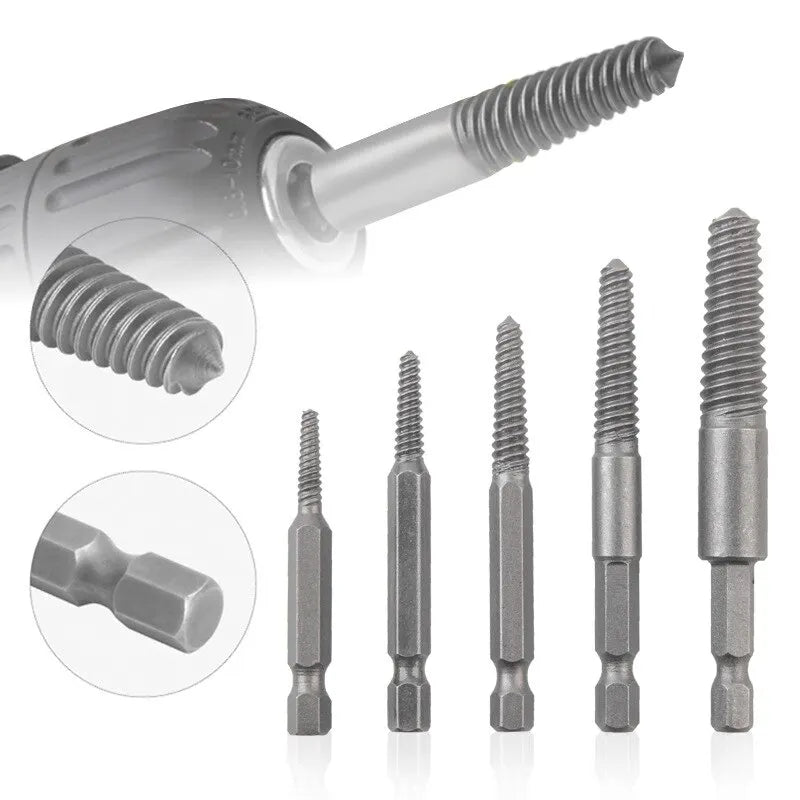 10 Pc Broken Screw Extractor Set, Hex Shank Bolt Remover