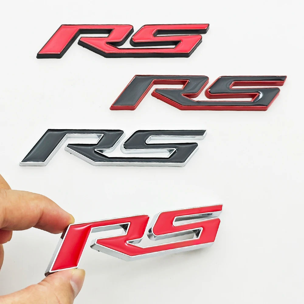 3D Metal RS logo Car Sticker Front Grill Emblem Trunk Badge Decals For Chevrolet Blazer Aveo Trax Cruze Sonic Onix Accessories
