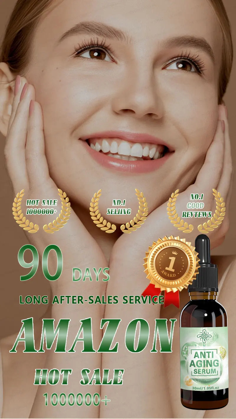 20 years younger, no fine lines