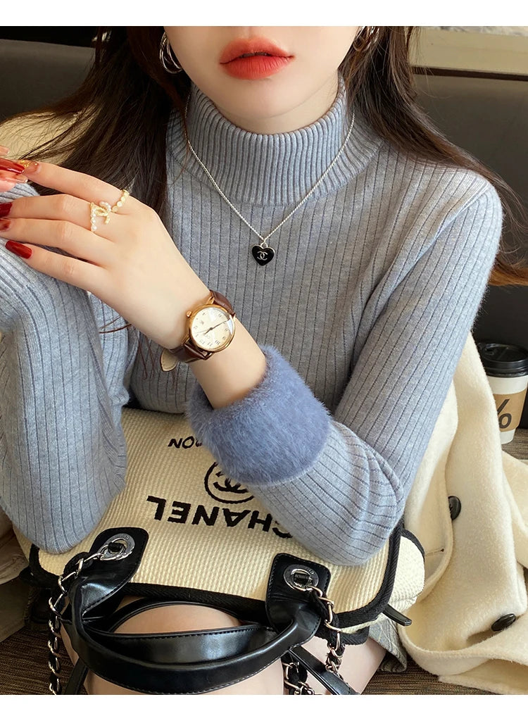 Women's Thermal Turtleneck Top — Velvet-Lined Base Layer