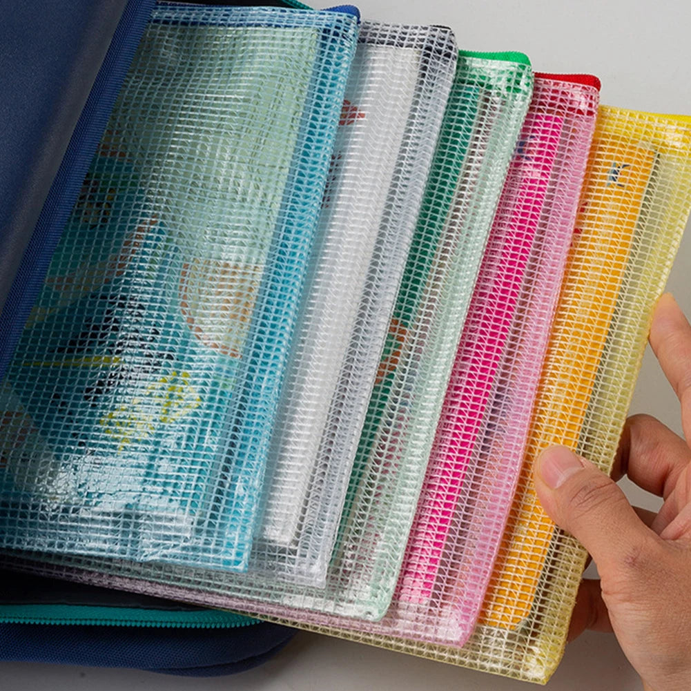 10Pcs Document Bag A5 A6 Plastic Zip File Folders Waterproof Document Organizer for  Office Supplies Travel Storage Bags