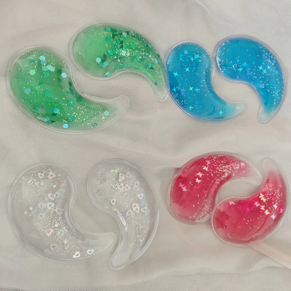 1 Pair Reusable Gel Eye Mask Ice Feel Sequin Gel Eye Patches for Women SPA Eye Mask Cooling Sleep Mask & Soothing Compress