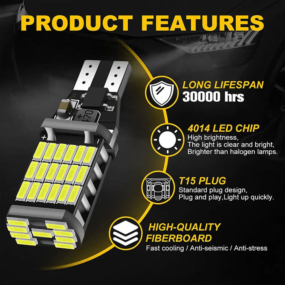 2Pcs For Toyota Highlander 2008-2015 2016 2017 2018 2019 2020 2021 2022 LED Backup Reverse Back Up Light Bulb White Error Free