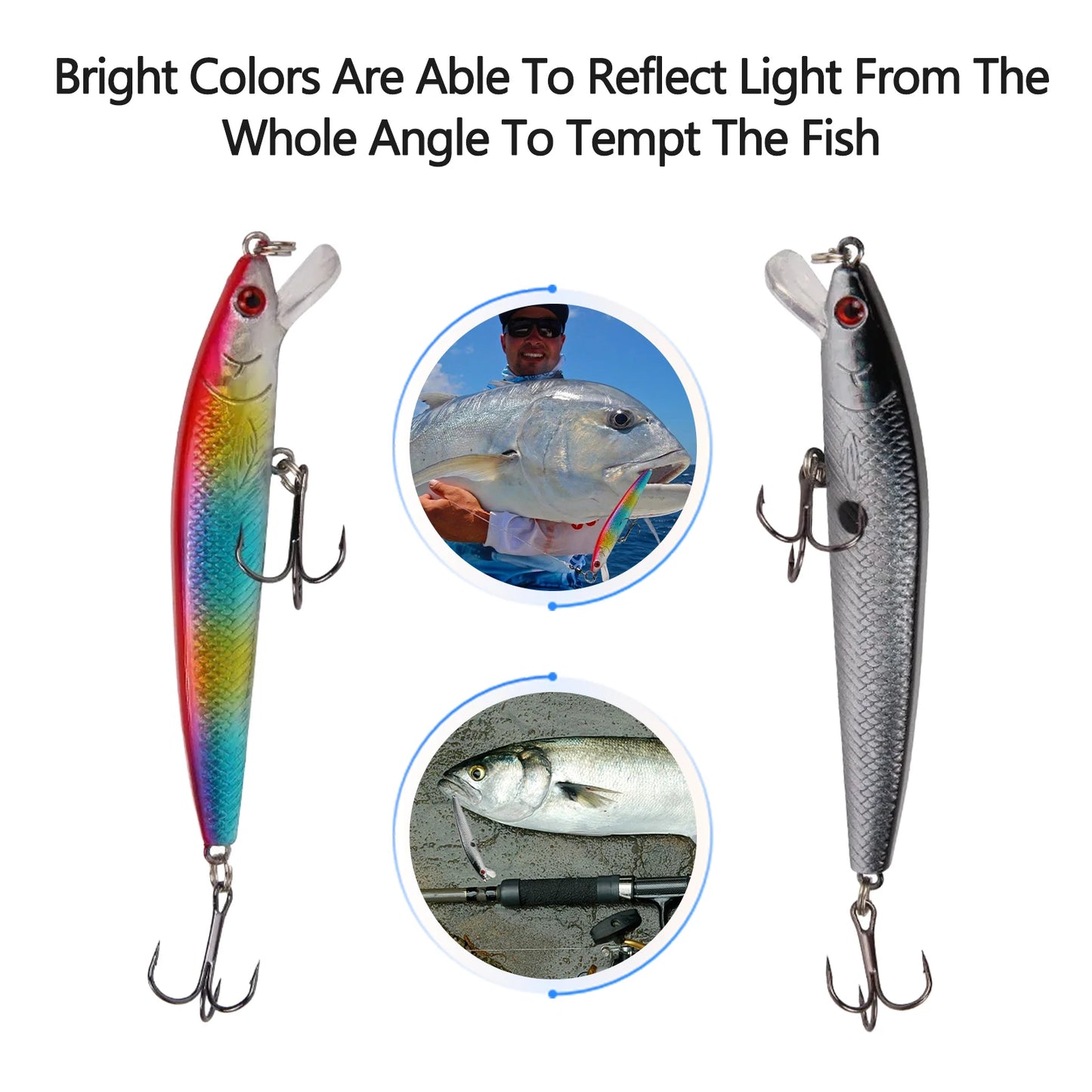 10PCS Long Tail Small Fish Bait 8g11g Floating Hard Bait Artificial Wobbler Crankbait 3D Eye 10 Color Carp Perch Fishing Tackles