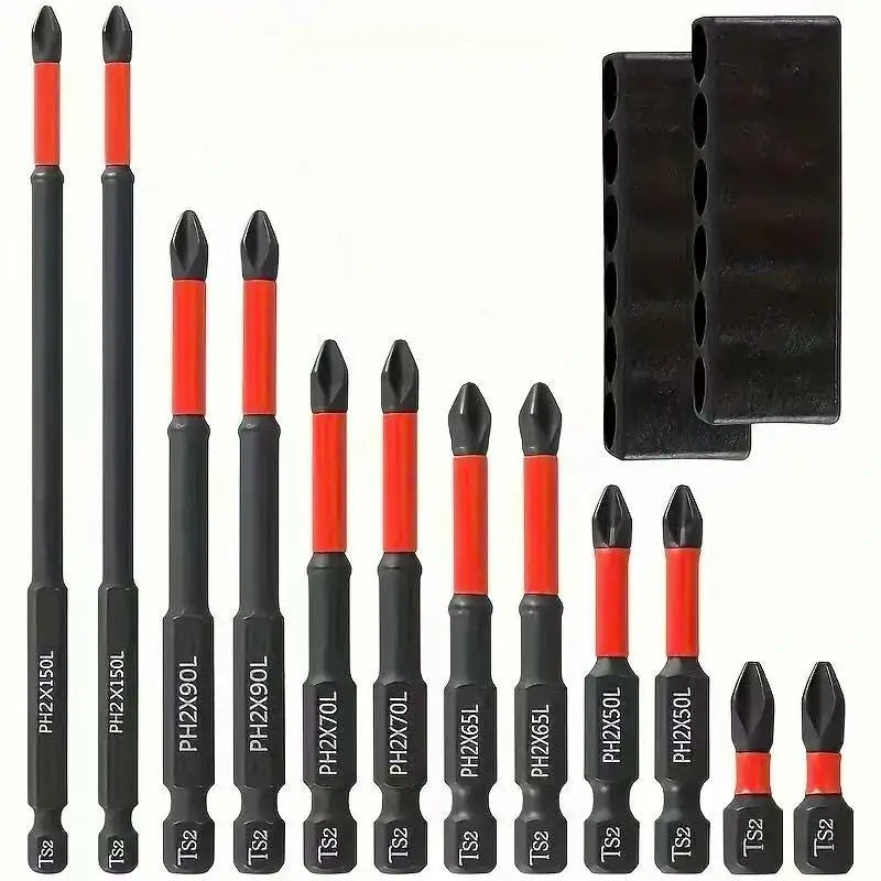 Magnetic Screwdriver Bit Set 12 Pc, S2 Steel Anti-Slip Impact