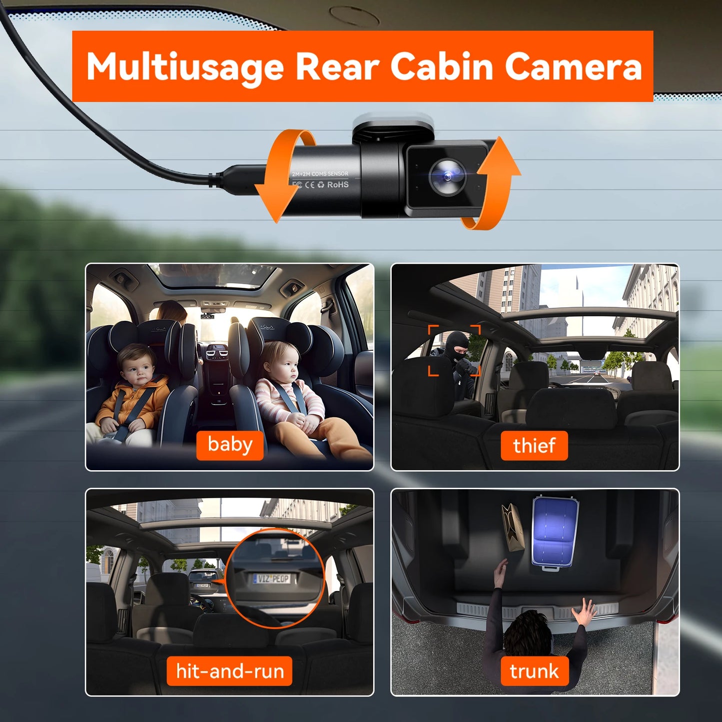 Vantrue N5 DashCam 4 Channel WiFi 360° All Sides  STARVIS 2 IR Night Vision Voice Control GPS Car Dash Cam Support 512GB Max