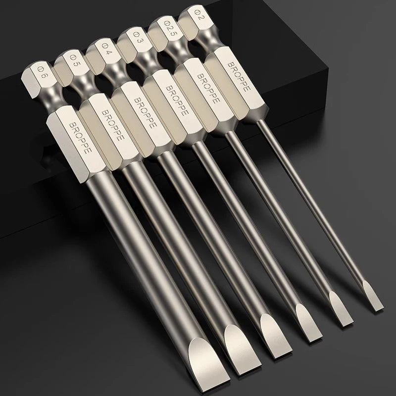 Flat Head Screwdriver Bit Set Magnetic Tip Slotted Screwdriver Electric Driver Tool S2 Steel 1/4 Inch Shank Quick Change