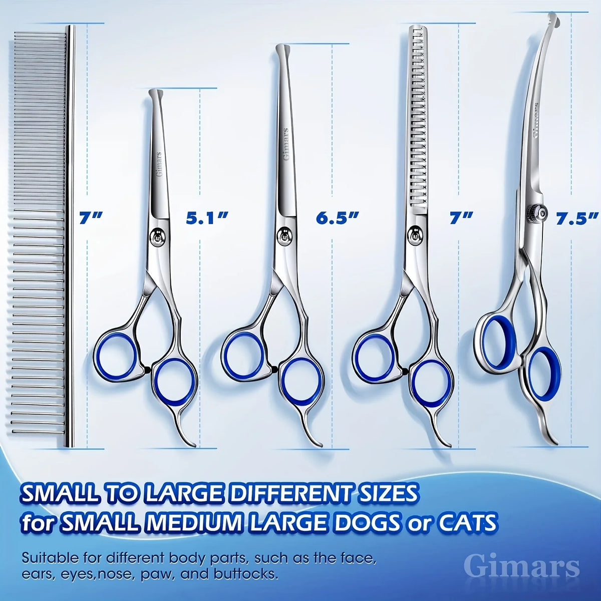 Pet Hair Cutting Scissors Set - Curved, Thinning & Comb – photo 2