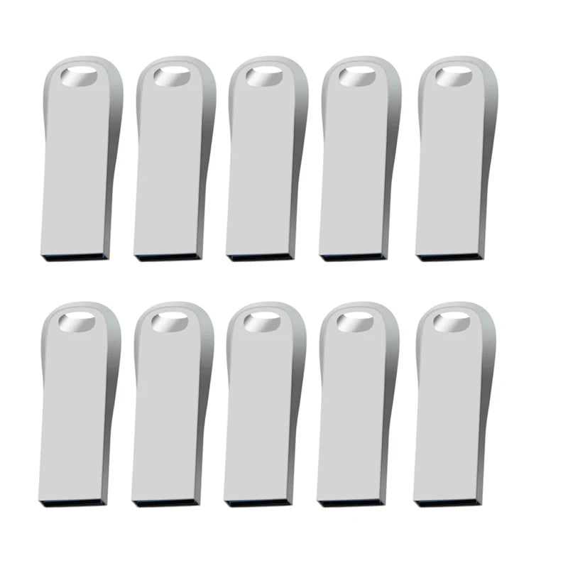 Metal USB 2.0 Flash Drive 10-Pack — Bulk Memory Sticks 4GB to 128GB