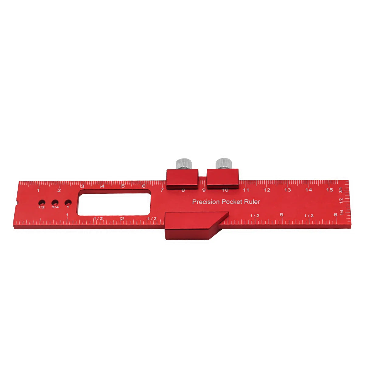 Precision Pocket Ruler T-Type Scribing Ruler Carpenty Square T Track Ruler Inch and Metric Measuring Marking Ruler W/ Slide Stop