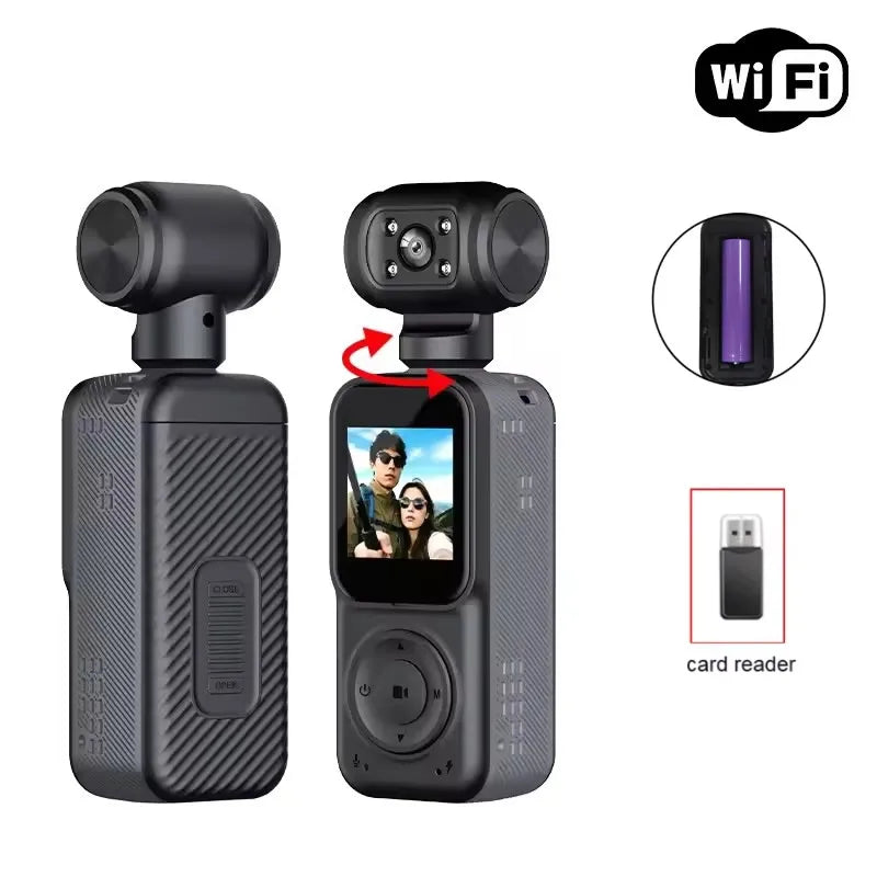 4K Dual-Lens Action Camera — Front & Rear 2K, Night Vision