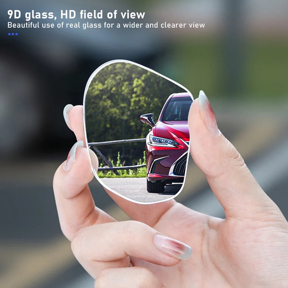 2PCS 360 Degree Adjustable Angle HD Glass Blind Spot Mirrors Car Rearview Mirrors Frameless Wide-angle Rearview Mirrors